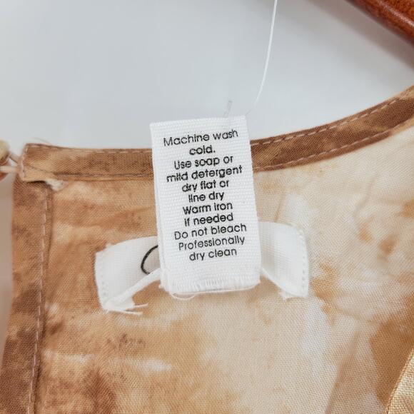 Japna Womens Joggger Jumpsuit M Brown Tie Dye‎ V Neck Boho Keyhole Smocked Waist - Picture 14 of 14